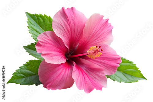 Beautiful pink hibiscus flower isolated on transparent background