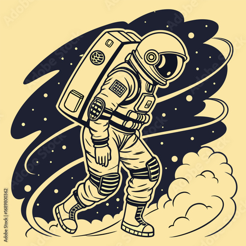  the night astronaut floating in space
