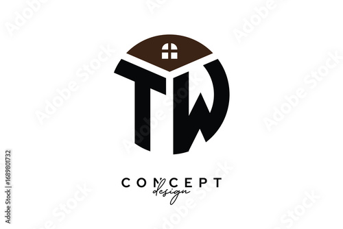 TW Creative Real Estate Monogram Logo Concept Design in Circle Shape