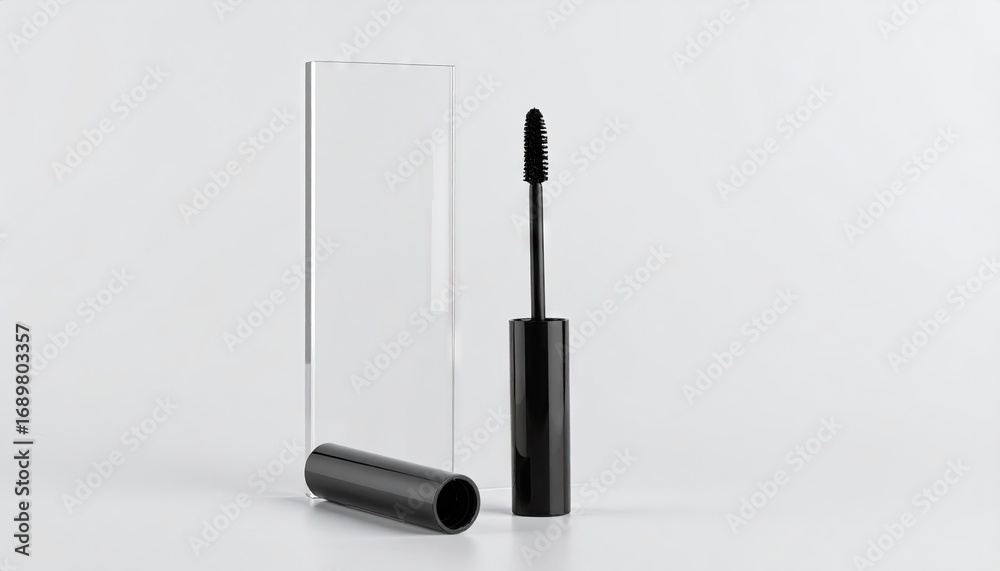 Obraz premium Black Mascara Tube Mockup on White Background