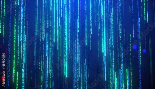Abstract Blue Green Data Rain Vertical Code Lines Faint Glow Cyber Background