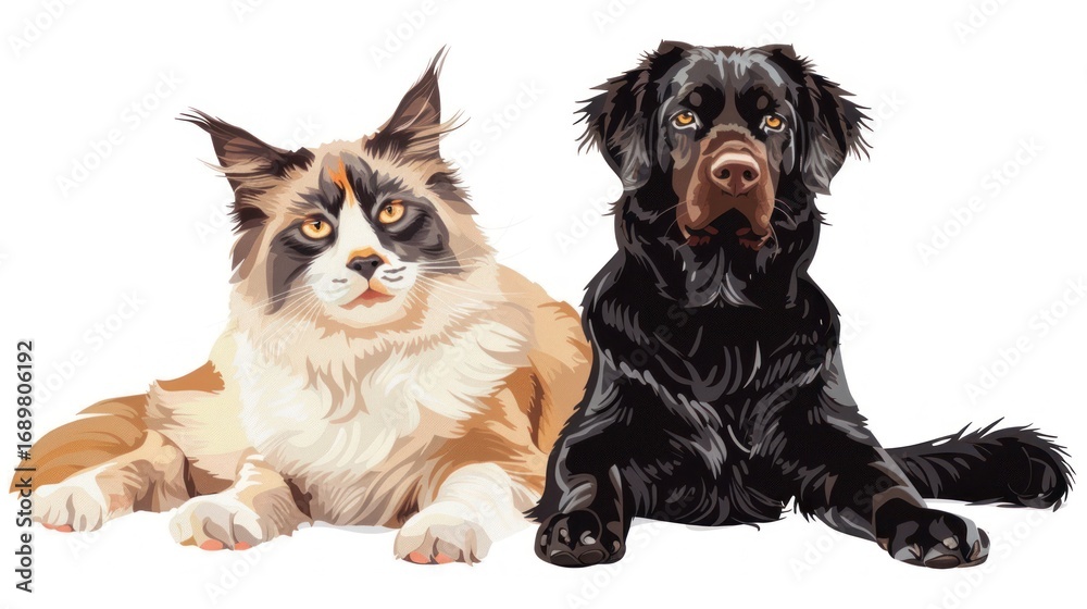 Fototapeta premium Cat and dog illustration