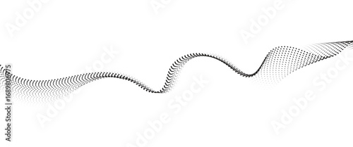 Flowing Dot Wave halftone gradient pattern on transparent background	
