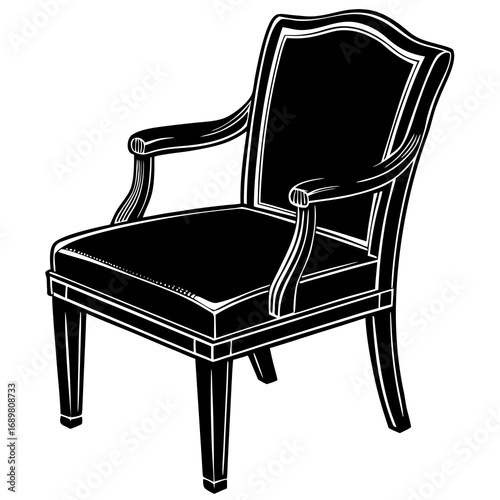 Sophisticated armchair furniture design, a classic seating choice for elegant interiors, perfect for home decor projects and upscale design concepts, vector illustration.