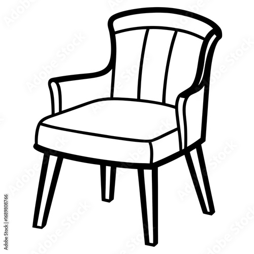 Elegant armchair offers comfortable seating for home or office, a stylish furniture design for relaxation and waiting areas, perfect for interior design projects and furniture catalogs