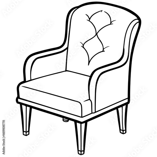 Elegant armchair with tufted back, perfect for creating a cozy and stylish interior design, this classic seat brings sophistication and comfort to any living space