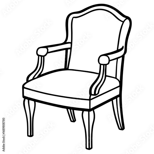 Elegant armchair illustration for interior design projects, a comfortable line art seat perfect for home decor concepts and furniture layouts, originally a scalable graphic