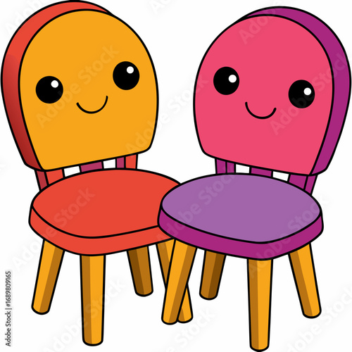 Cheerful cartoon chairs bring playful vibes to your designs, perfect for kids' rooms, educational materials, and vibrant marketing campaigns with a touch of whimsy and fun