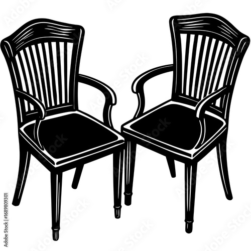 Elegant classic armchair pair offers timeless comfort and sophisticated seating for any discerning space, evoking a sense of refined style and inviting relaxation.