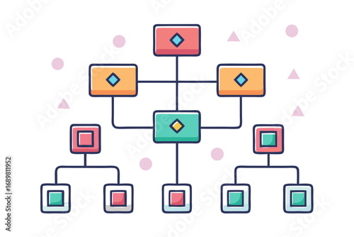 Algorithm flowchart geometric pinline arrows structured process diagram