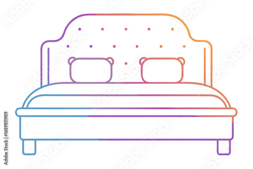 Bed pillows soft rounded monoline gradient furniture bedroom icon