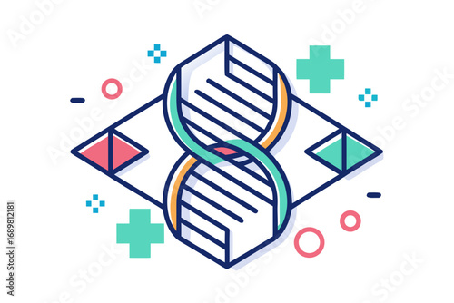 DNA sequencing geometric double helix genetic science icon  