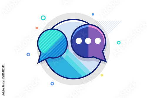 Group chat icon two bubble overlapping social design