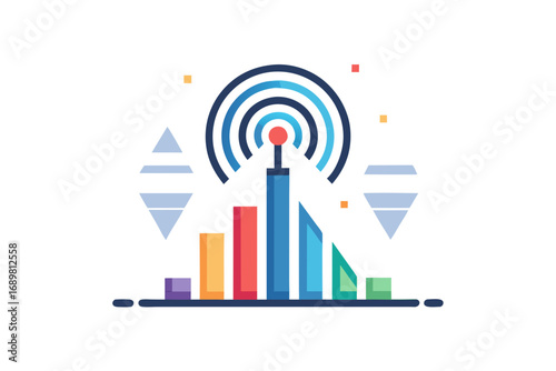Network signal geometric bars connection strength icon