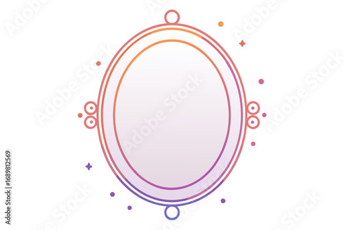 Oval mirror sleek decorative frame monoline stylish icon