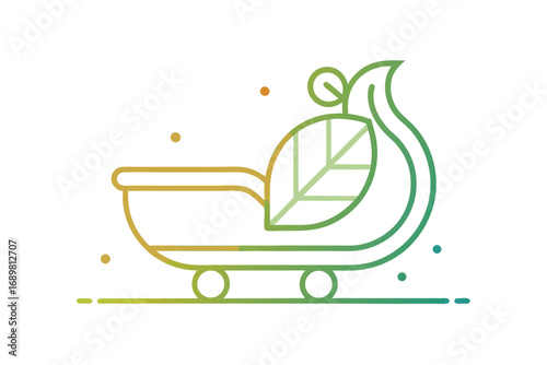 Sled with eco leaf emblem winter activity design  