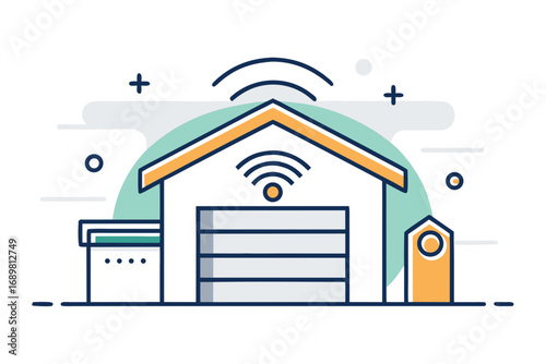 Smart garage door icon geometric automated rectangle style