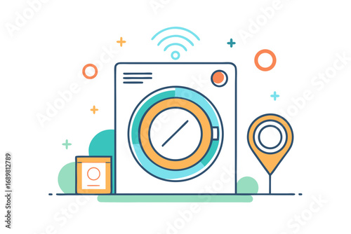 Smart washing machine icon geometric circular laundry appliance