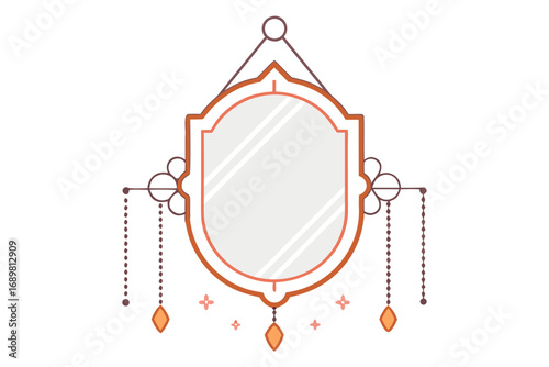 Wall mounted mirror icon decorative frame subtle design