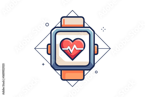 Wearable heart monitor icon geometric smartwatch health device