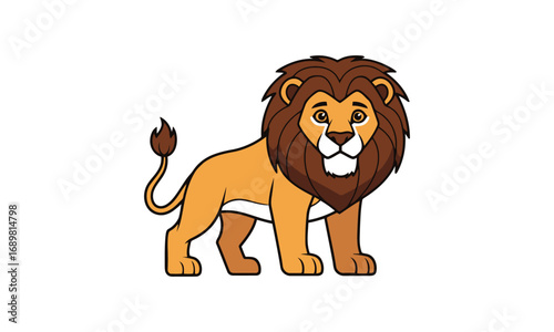Cartoon lion standing confidently full body view