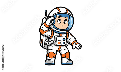 Cute cartoon astronaut character with helmet and antenna