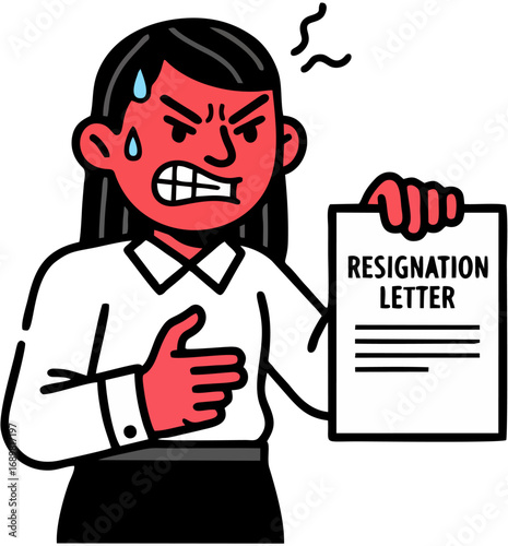 Angry Woman Holding Protest Paper Illustration
