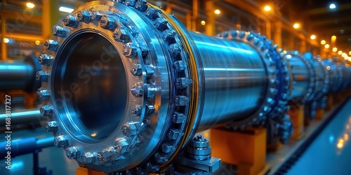 Industrial pipe with bolted flanges, showcasing engineering and manufacturing precision.