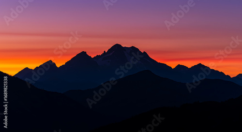 Beautiful mountain silhouette against dramatic sky, scenic landscape view with nature horizon, minimal and peaceful outdoor background for travel and adventure concept.