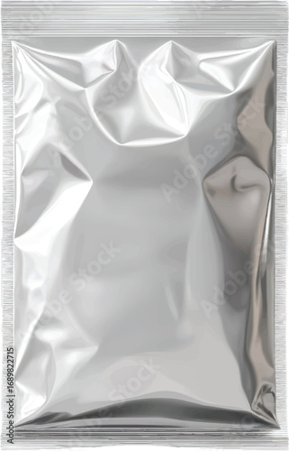 Silver Foil Sachet Packaging with Wrinkles empty