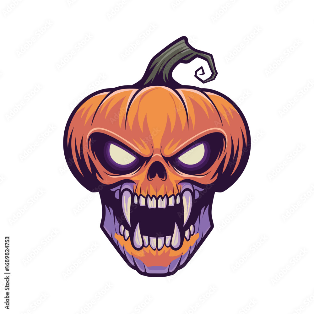 Fototapeta premium Spooky halloween pumpkin design with festive elements