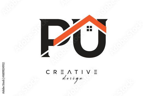PU Creative Real Estate Architecture Monogram and Home Logo