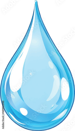 Single Blue Water Droplet with reflections