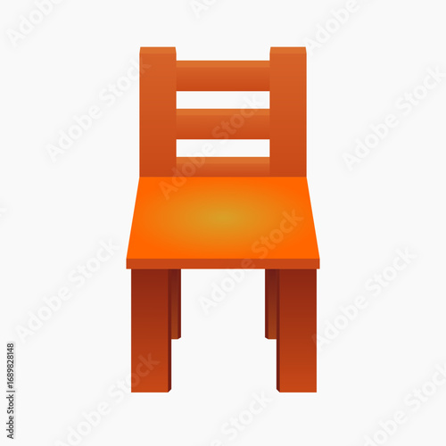 Vector illustration of a simple orange wooden chair. Flat style design suitable for furniture, interior, home, office, workspace, dining, study, and decoration projects.