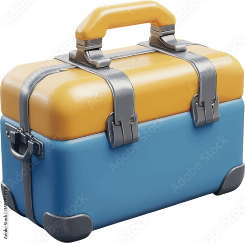 Yellow and Blue Plastic Toolbox with Silver Clasps