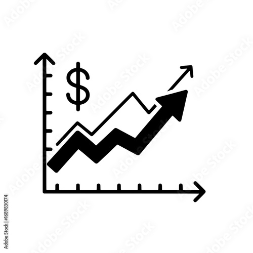 Financial growth chart icon representing business success and market prosperity with an upward trend