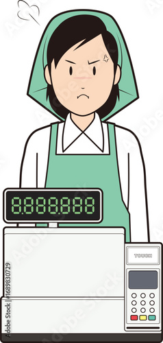 レジスターと女性スーパー店員⑥