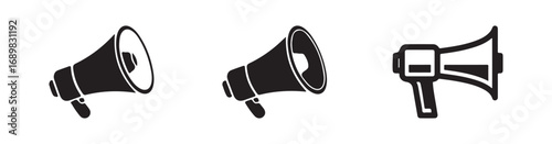 Megaphone icon set. Electric megaphone with sound or marketing advertising. vector illustration eps 10