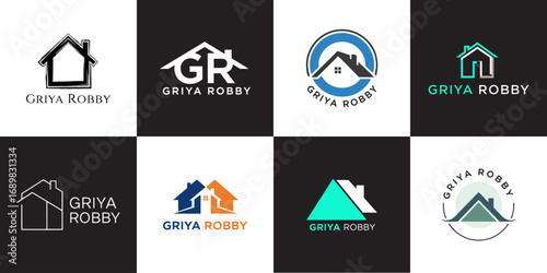 Dynamic logo variations for modern real estate company, home builder, architect or property developer branding needs
