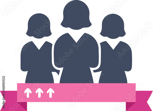 Women's health support team in pink ribbon awareness banner