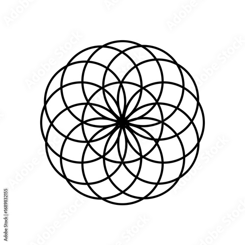 Flower into geometry symbol element 