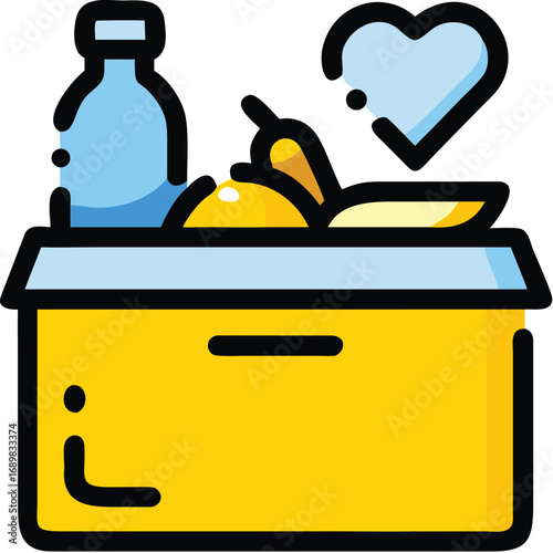 Food donation box with heart symbol world food day icon