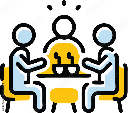 World food day celebration people eating together at table icon