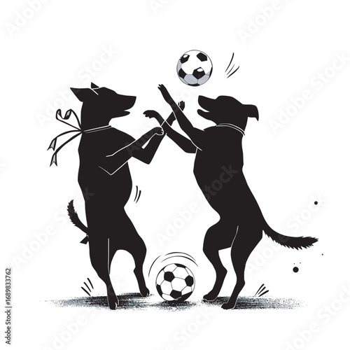 A silhouette vector illustration of a soccer player kicking a ball 
