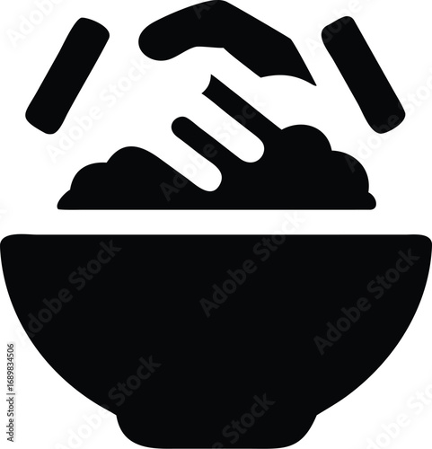 World food day icon hands serving food bowl rice chopsticks