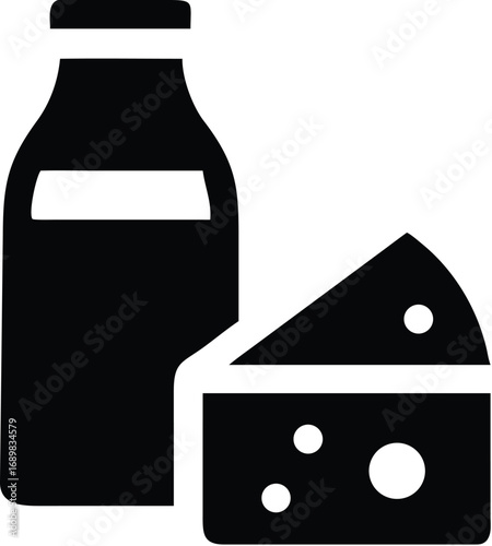 World food day dairy icons milk bottle and cheese wedge