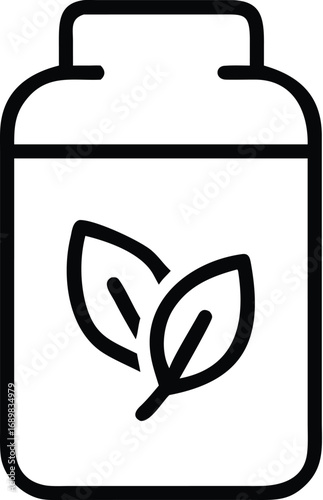World food day outline icon of a jar with leaves representing healthy food