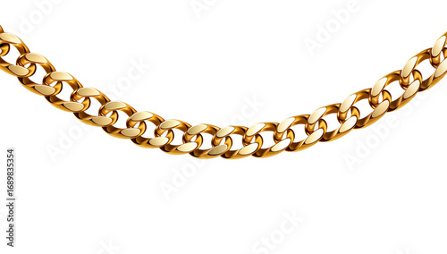 Close-up of a Gold Curb Chain Necklace on Black Background transparent background png