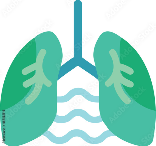 Stylized lungs symbol with breathing waves for health awareness