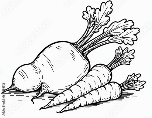 Wallpaper Mural Vintage Hand Drawn Beet and Carrots Illustration Torontodigital.ca